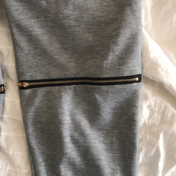 Grey Sweatpants w Gold Zippers - Picture 3 of 5
